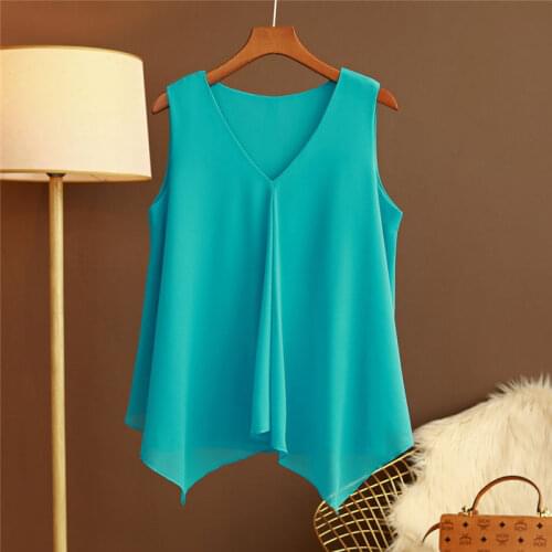 MOYISU Plus Size 5XL Women Chiffon Blouse 2021 New Summer sleeveless Loose Tops Large size Casual Female Shirts Camisas de mujer