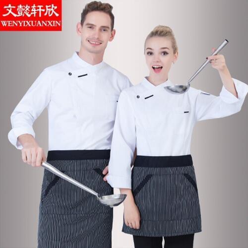Mens Long-sleeve Chef Jacket Adult Hotel Restaurants Cooks Uniform Female Kitchen Overalls Long Sleeve Chef Uniforms B-6403