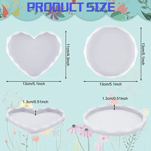 N7MF 6 PCS Heart-shaped Round Coaster Epoxy Molds Resin Casting Molds for Craft Making Agate Slice Coasters Cup Mats