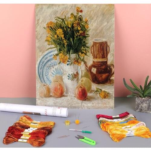 Landscape Van Gogh Printed Canvas 11CT Cross-Stitch Set DIY Embroidery DMC Threads Craft Hobby Handicraft Needlework Counted