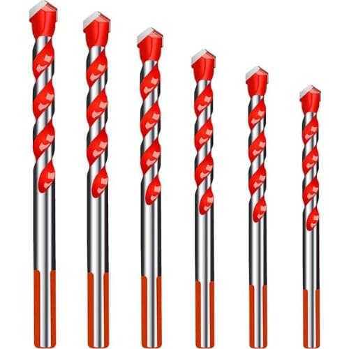 5Pcs High-speed Punching Drill Bits Set with Triangular Handle Carbide Tip for Tile Concrete Brick Glass Plastic