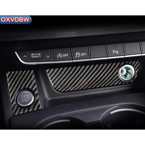 Car Engine Start Stop Button Cover Carbon Fiber Decoration Sticker for Audi a4 b9 Interior LHD RHD Accessories 2017 Styling