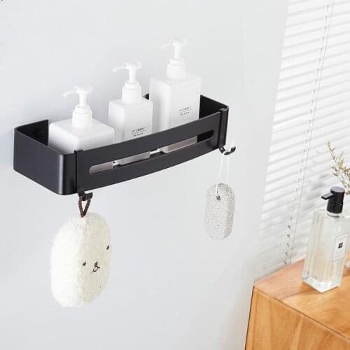 Wall Mounted Black Aluminum Bathroom Shelf Organizer Shower Storage Rack Corner Shelves Toilet Shampoo Holder