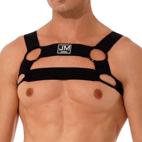 Sissy Lingerie for Men Shoulder Body Chest Harness Belt O Ring Connected Wide Elastic Straps Vest Tops for Gym Fitness Workout