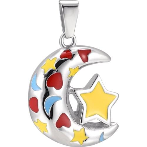 CMJ9880 NEW Arrive Colorful Moon &Star Cremation Ash Pendant Necklace Waterproof Memorial Jewlery for Women Men Kids