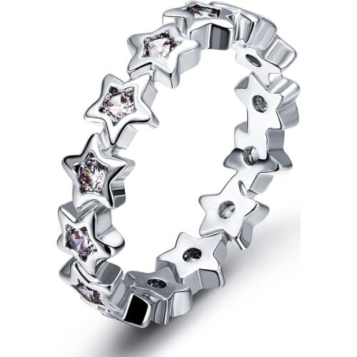 New Trendy Simple Crystal Stars Design Hot Sale Rings For Women White Zircon Cubic Womens Rings Female Wedding 2020 Jewelry