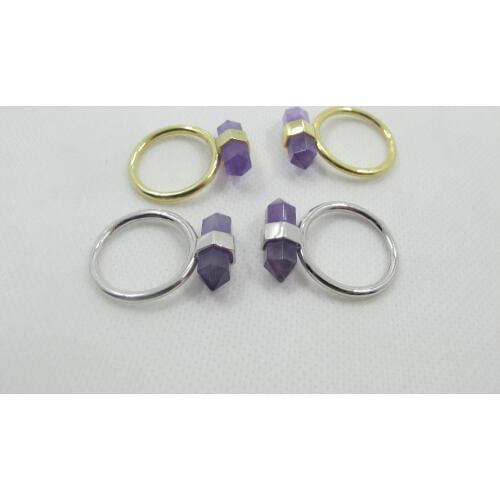 New designed!Natural High Quality Amethys t Quartz Point Ring,gem stone jewelry ring 3pcs/lot
