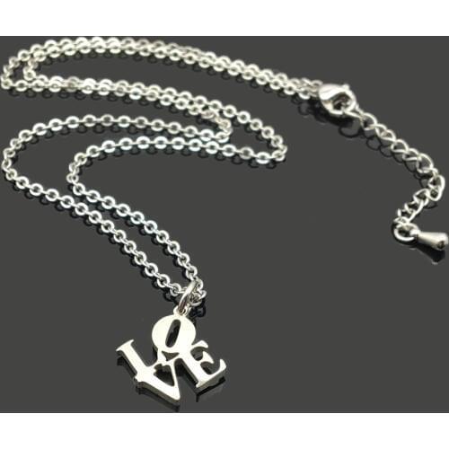 Love Letter Charm Stainless Steel Chain Necklace High Quality Stainless Steel Letter Pendant Chain Promotion Gift Necklace