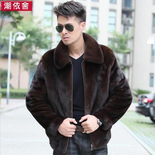 Autumn faux mink leather jacket mens winter thicken warm fur leather coat men slim jackets jaqueta de couro fashion black brown