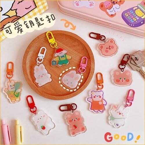 Kawaii Cartoon Lovely Bear Pendant Figure Toy Cute Japanese Animal DecorationsToys Fashion KeyChain Ring Pendant Gift for Girls