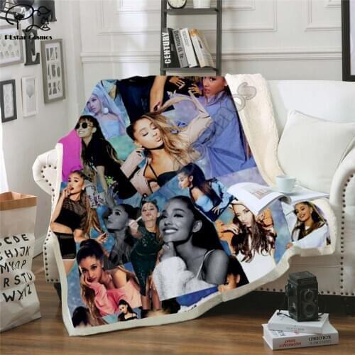 Ariana Grand Fleece Blanket Plush 3d Printed for Adults Sofa Sherpa Fleece Bedspread Wrap Throw Blanket style-3