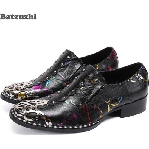 Batzuzhi Luxury Handmade Mens Shoes Designers Leather Dress Shoes Men Black Formal Business Leather Shoes Show Zapatos Hombre