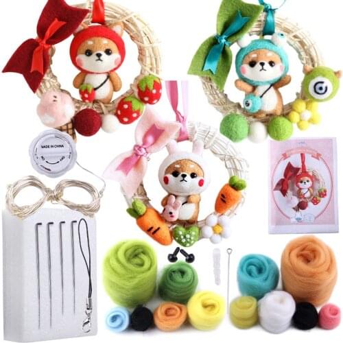 LMDZ Christmas Romance Animal Gifts Girls Creative Wool Felt Needle Poked Kitting DIY Handmade Cute Animal Pets Toy Doll