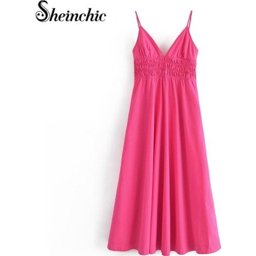 Sexy Pink Spaghetti Strap Long Party Dress Women Summer Elegant Evening Bodycon Dresses Maxi Dress 2021