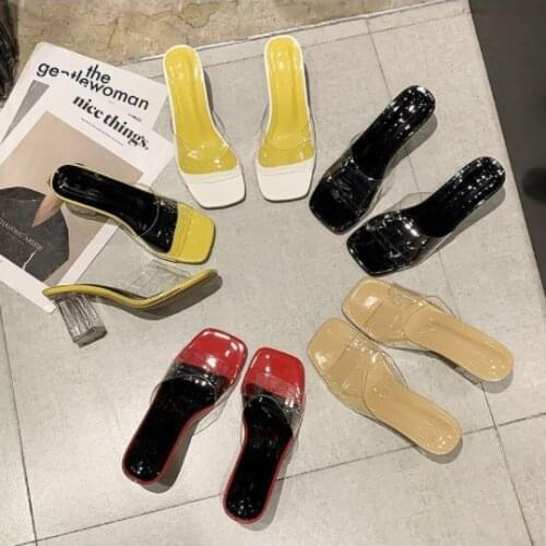 High Heel Slippers Women Fashion Sexy Transparent Slippers Big Size Designer Sandals Women Shoes Summer Slides Ladies Slippers