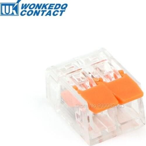 Splice Connector 2 Pin 221-412 Spring Lever Wire Electric Plug Terminal Block Fast Easy Wiring Compact Splicing Connectors 10Pcs