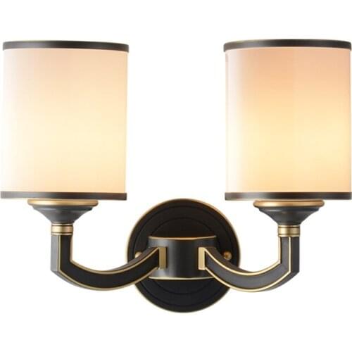 Modern Chinese black bracket wall lamps bedroom bedside study living dining room aisle full copper wall sconces lights fixtures