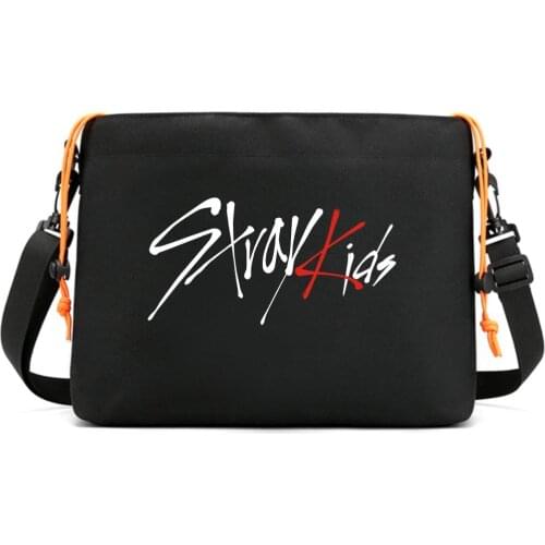 Stray Kids Korean Band Shoulder Bags Zipper Fashion Black Anime