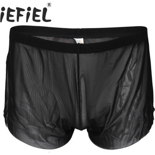 New Arrival 4 Colors Sexy Mens Boxer Lingerie Underwear Underpants Undershort Mesh Boxer Shorts Triangle Panties Shorts