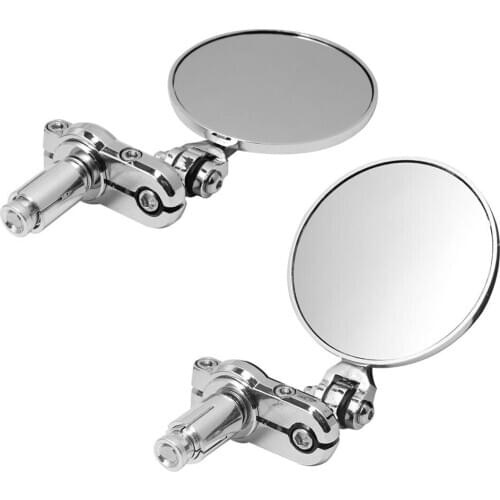 Universal Motorcycle Mirrors 3 Inch Round Folding 22mm Bar End Side Mirror for Honda Suzuki Yamaha Kawasaki Victory Harley