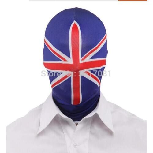 United kingdom National flag Lycra Mask Adult unisex Zentai Costumes Party Halloween Masks Cosplay Costume with zipper