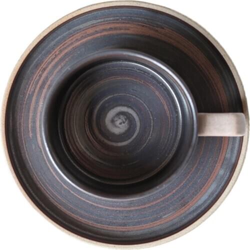 Vintage Coffee Cup with Saucer Ceramic Cafe Mug Drinkware Japanese Style Coarse Pottery Coffee Cup Breakfast Milk Tea Mugs