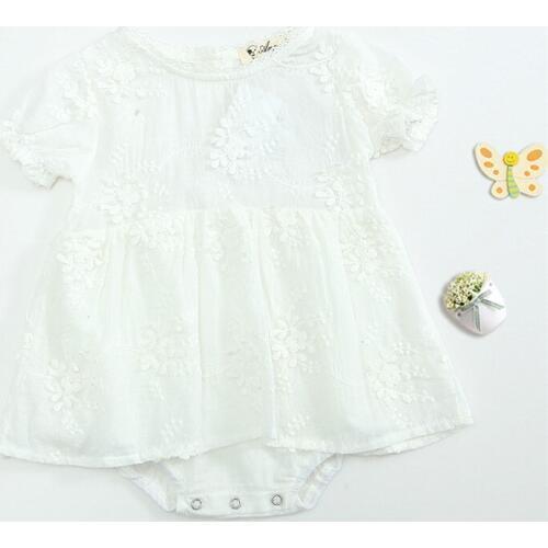 Vintage embroidery short sleeve dress baby girls lace dress summer toddler girls costumes children clothing 0-24m