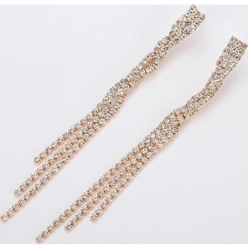 YFJEWE New Style Gold and Silver Color Long Drop Earrings for Women Bridal Wedding Christmas Gift Crystal Fashion Jewelry E415