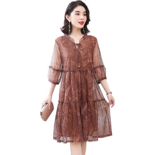 2021 Summer V Neck Floral Print Party Dress Women Elegant Half Sleeve Dress Casual Loose Beach Dresses Vestidos Plus Size