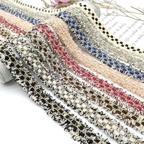 1.5CM 5Yards Tweed webbing ribbon with velvet ribbon Frayed sides for gaments,hats,pins. sewing accessories Ribbon for garments