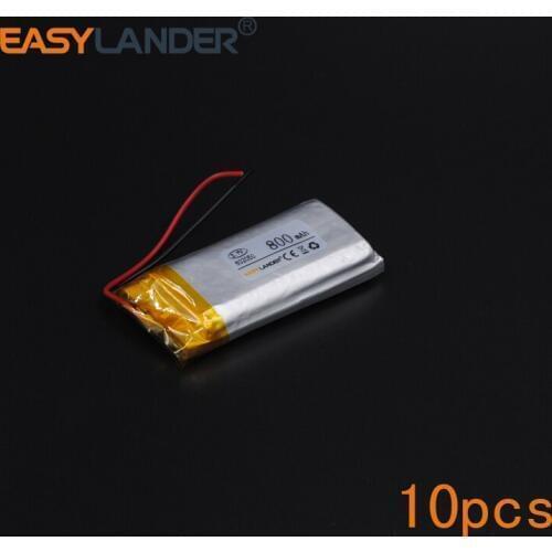 10pcs/Lot 3.7V 800mAh 802050 Rechargeable li Polymer Li-ion Battery For bluetooth headset mp3 speaker recorder wristband 082050