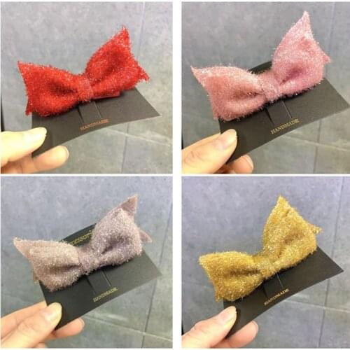10pcs/lot Shiny Silk Children Hair Clips Rabbit Ear Hairpin Girl Duckbill Clip Bow Hair Clip Barrette Headdress Hair Accessories