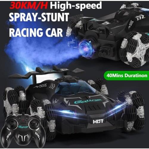 30KM/H Multi-direction Driving RC Car Spray Function Stunt Drift high speed Rotation Auto Demo 40Mins Cool Light Electric RC Toy
