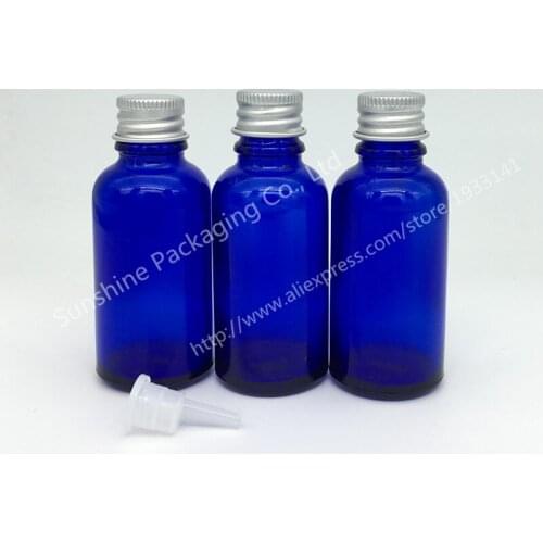 500PCS 30ml Glass Blue Bottle Reagents Bottles With Regular Orifice Reducer & Aluminum Screw Cap Bottles Glass Bottle