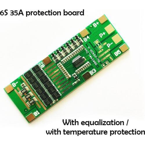 6S 22.2V 24V Protection Board BMS with Balance and Temperature Protection Same Port 35A Lithium Battery Protection Board