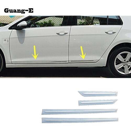 Car Stainless Steel Side Door Body Trim Stick Strip Stream Bumper Lamp Panel For VW Volkswagen Golf7 Golf 7 2014 2015 2016 2017