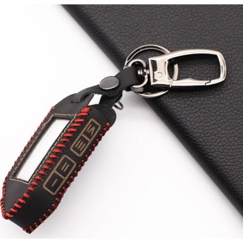 Car Alarm System Russian Version New Leather Key Chain Case For Sher-khan Mobicar A Mobicar B Safety In Two Senses Protect Cover