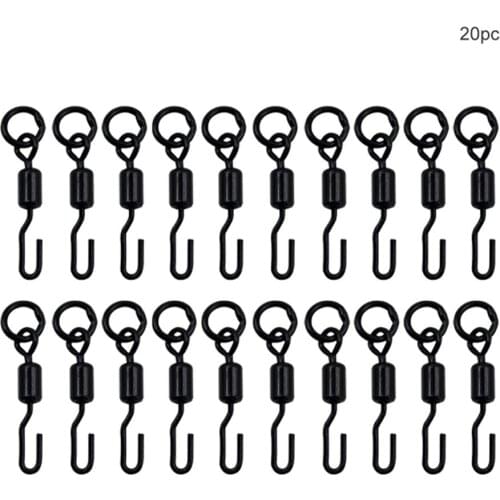 Quick Change Spinner Swivel 20pcs for Ronnie Rig Carp Fishing Tackle Tool Black Excellent Craftsmanship Well Durability