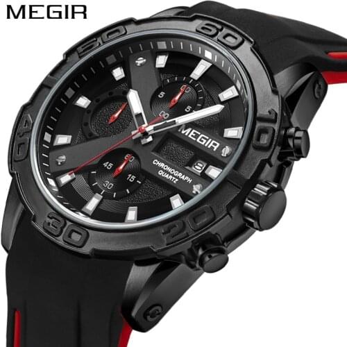 New MEGIR Military Clock Men Luxury Mens Fashion Silicone Sport Watches Water Ressistance Quartz Wrist Watch Relogio Masculino
