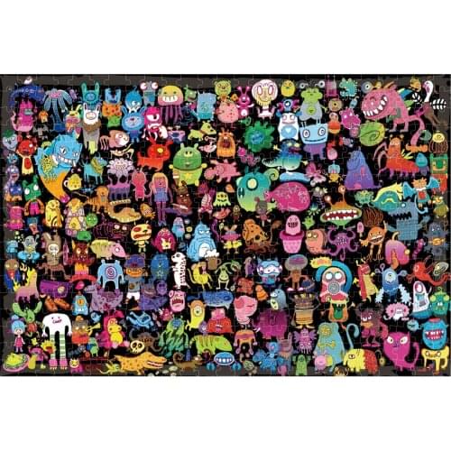 Michelangelo Wooden Puzzle 500 1000 1500 2000 Black Cute Animals Cartoon Animal Puzzle Childrens Toy Adult Puzzle