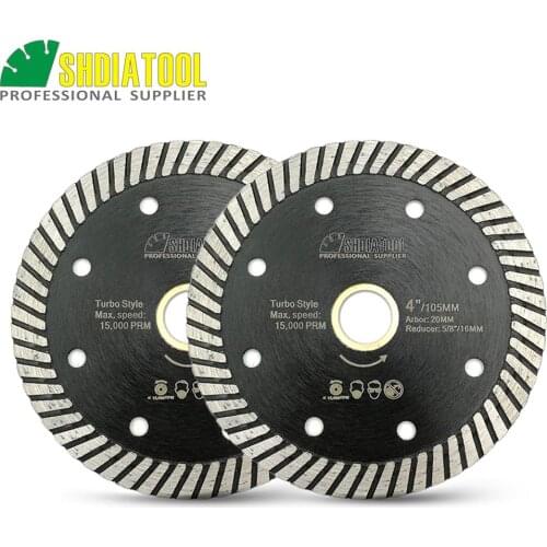 SHDIATOOL 2 pcs Diamond Hot Pressed Diamond Turbo Blade for Hard Material Ceramic Tile Granite Cutting Disc Diamond Wheel