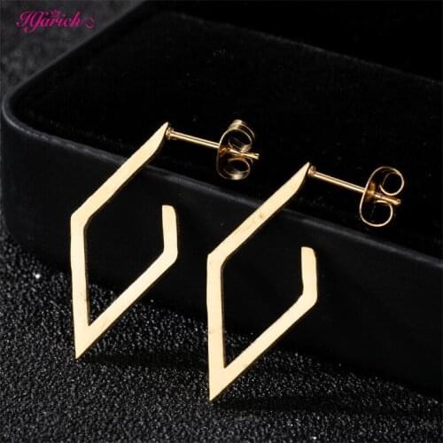 Stainless Steel Geometry Square Earrings For Women Triangle Half Star Piercing Earrings Punk Minimalist Women Party Jewelry