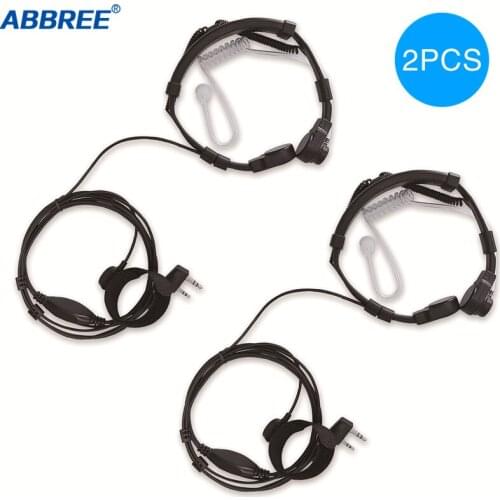 2PCS ABBREE Flexible Throat Mic Headset Walkie Talkie PTT Earpiece For Baofeng UV-5R UV-82 UV-5RE UV-8 UV5R UV82 2 way radio