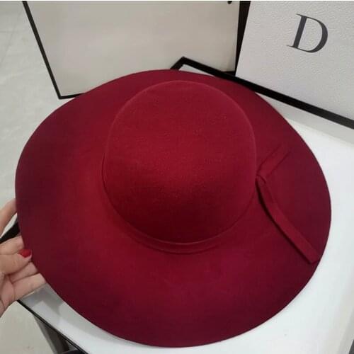 HT496 Retro Autumn Winter Bowler Hats for Women Girls Soft Vintage Felt Fedoras hat Solid Ladies Floppy Cloche Wide Brim Dome Ca
