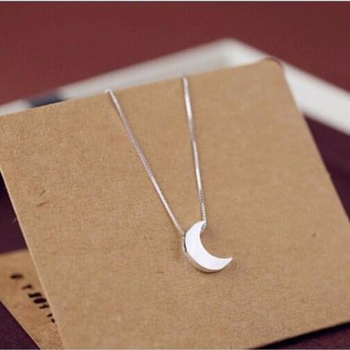 Jisensp New Fashion Women Necklace Simple Matte Crescent Moon Pendant Necklaces for Girls Engagement Party Jewelry Ketting Gift