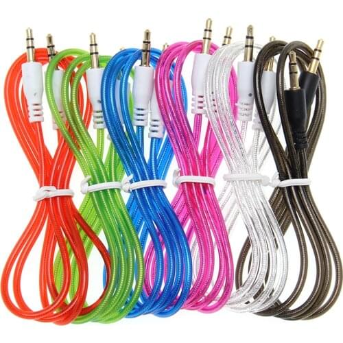 Crystal Aux Cable Male to Male Audio Cable 1M Car Audio 3 5mm Jack Plug Male To Male AUX Cable For Headphone MP3 100pcs