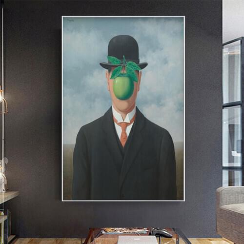 Rene Magritte Canvas Painting Surrealism Classic Artwork Reproduction Posters and Print Wall Art Picture for Living Room Cuadros