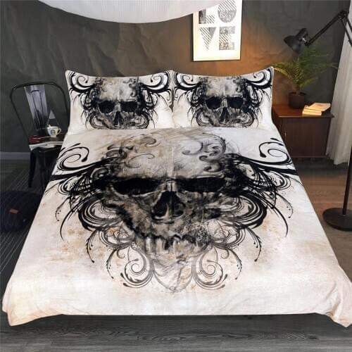 3D Flowers Skull Duvet Cover With Pillowcases Sugar Skull Bedding Set US Twin Full Queen King Size Flower Soft Bed Covers