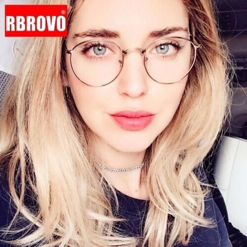 RBROVO Round Retro Glasses Frame Women 2021 Eyeglasses Frames Women Luxury Mirror Eyeglasses Frame for Women/Men Circle Glasses