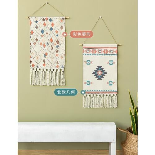 Morocco geometric tassel tapestries decorated fabric art simple tapestry wall hanging mexican home decoration boho decor